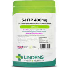Lindens - 5 HTP 400mg, 60 Tablets - 1-A-Day, UK Made - 50mg Griffonia Simplicifo