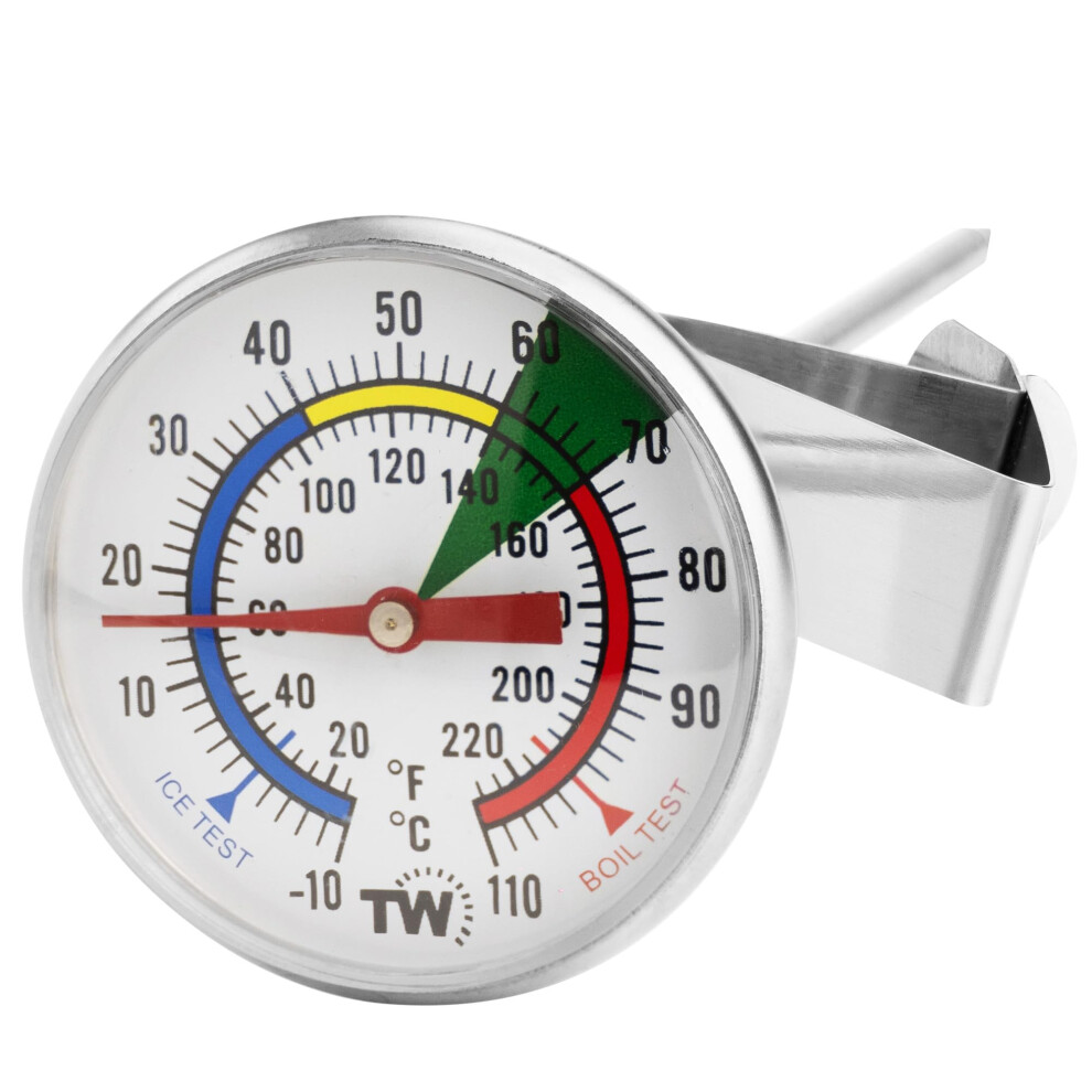 Thermometer World Milk Thermometer For Coffee With 175 Mm Stainless Steel Probe And Clip Professional Barista Milk Temperature Probe Frothing Thermo