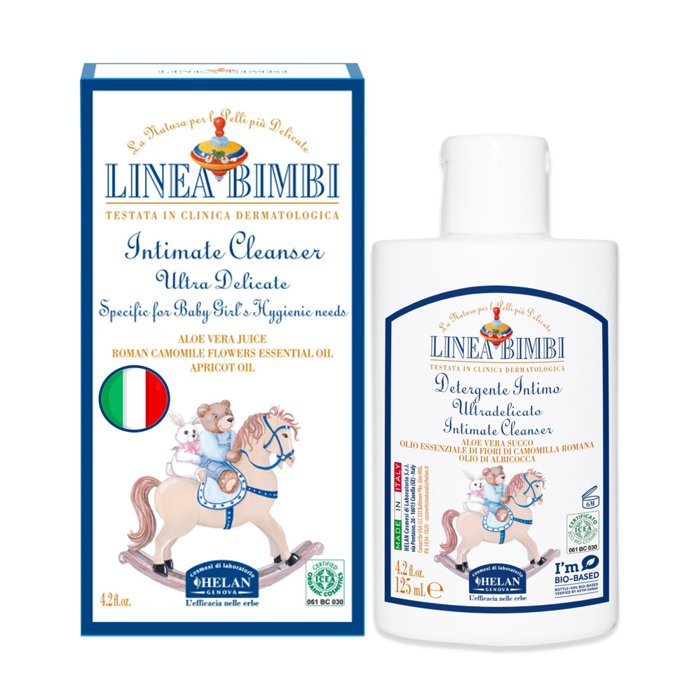 Helan , Linea Bimbi Bio - Intimate Wash For Girls With Aloe Vera, Apricot & Chamomile Essential Oils, Microbiologically Tested For Intimate Hygiene, G