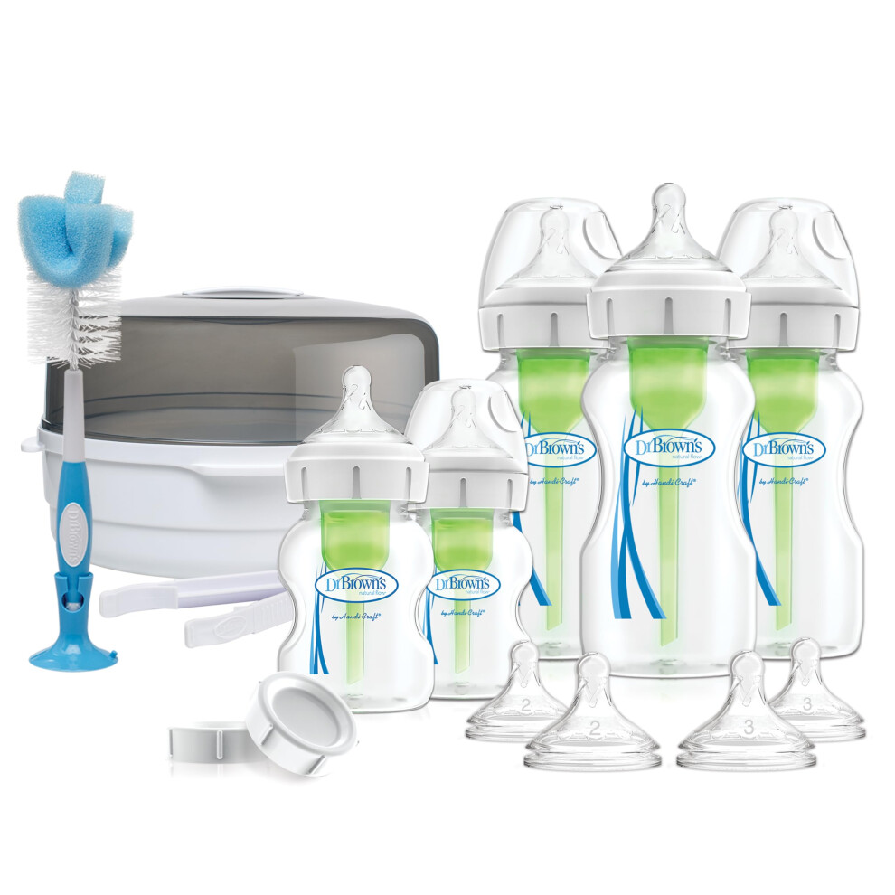 Dr Brown's Natural Flow Dr. Brown's Options Plus Anti-Colic Feeding Baby Bottles For Newborn Giftset