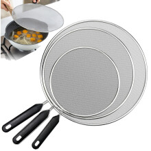 3 Pieces Splatter Guard, Stainless Steels Mesh Splatter Scree Handle for Frying Pan Cooking (9.8 inch, 11.4 inch, 13 inch) Splash-Proof Scald Oil Pro