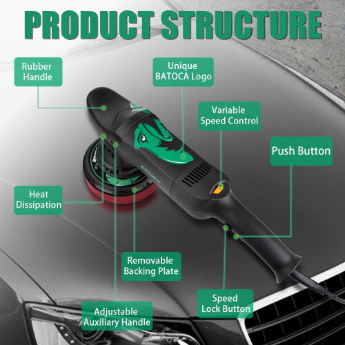 BATOCA Dual Action Car Polisher Buffer Sander Machine 700W Orbital DA Polis 2