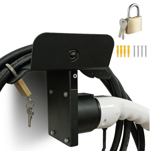 EGNIO Type 2 EV Charger Cable Holder, Padlock Lockable Wall Mount