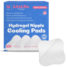 16CT Hydrogel Nipple Pads for Breastfeeding with Lanolin - Cooling Sore Nipple Gel Soothing Pads