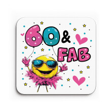 Red Ocean Funny 60th Birthday Gift For Women 60 AND FAB Coaster Gifts For 60th Birthday Mum Nan Sister Auntie Best Friend Decorati