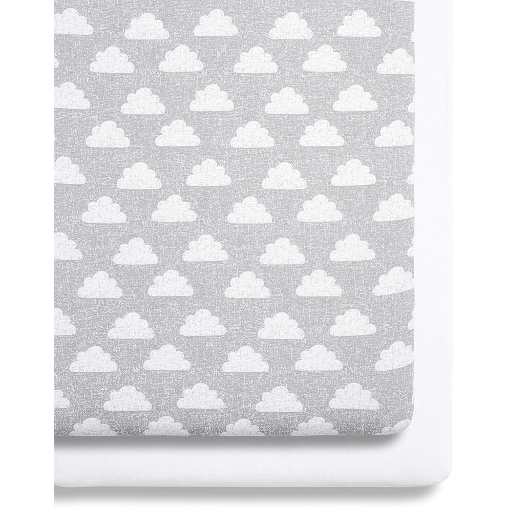 Snuz Bedside Crib Fitted Sheets - Fits All Snuzpod Cribs, 100% Jersey Cotton Snu