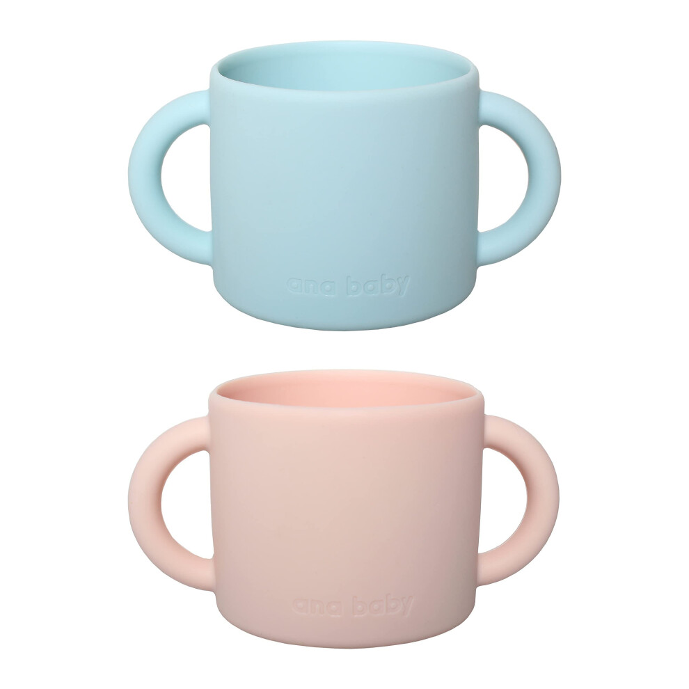 Ana Baby 2 Pack Double Handed Silicone Cups For Babies And Toddlers, Bpa Free, Dishwasher, Microwave And Freezer Safe