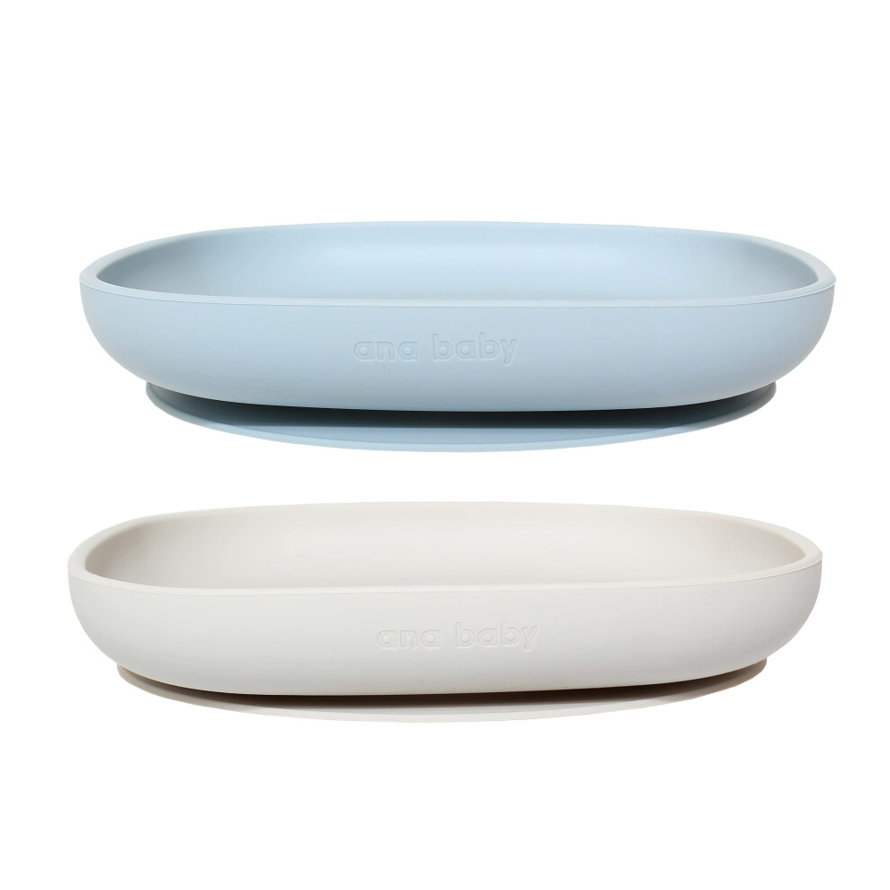 Ana Baby 2 Pack Silicone Feeding Suction Plates For Babies And Toddlers, Bpa Free, Dishwasher, Microwave And Freezer Safe