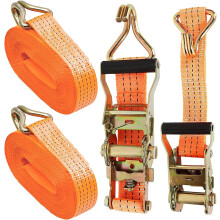 AHUNTTER Ratchet Tie Down Straps 5cm x 10m Heavy Duty Lashing Strap, Securing Straps with Handle and Metal J Hook, 5 Ton Break Strength for Trucks, C