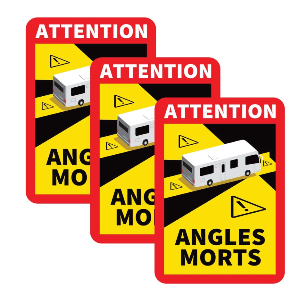 Packwith Pack Of 3 Angles Morts Sticker Motorhome Blind Spot Stickers (250 Mm X 175 Mm) Self Adhesive Waterproof Motorhome Stickers For Heavy Weight 4650434648499