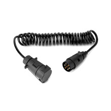 QWORK 3 Meter 7 Pin Trailer Light Board Extension Lead Coiled Cable with Male to Female Towing Adapter Plug Socket for Car Caravan Truck