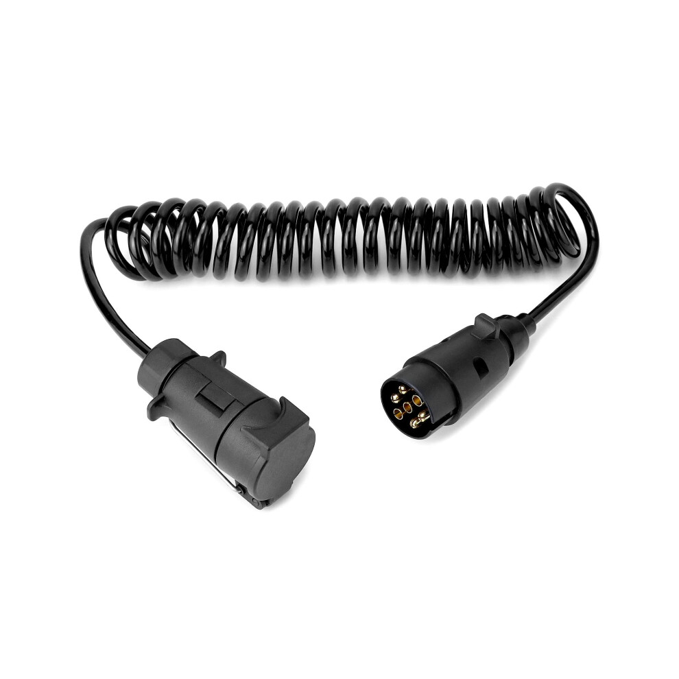 Qwork 3 Meter 7 Pin Trailer Board Extension Lead Coiled Cable With Male To Female Towing Adapter Plug Socket For Car Caravan Truck Light 5008056495158