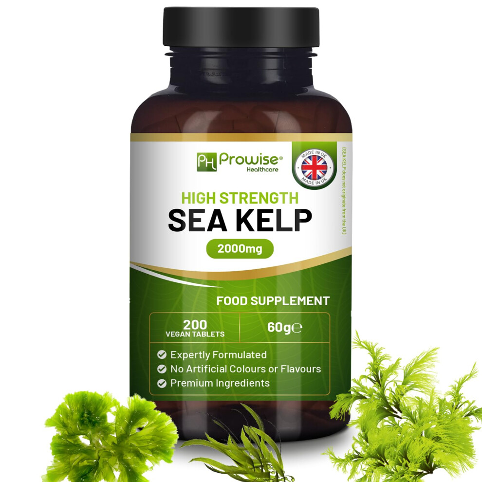 Ph Prowise Healthcare Sea Kelp 2000Mg 200 Vegan Tablets | Natural Source Of Iodine | Premium Ingredients | Proudly Made In The Uk By Prowise