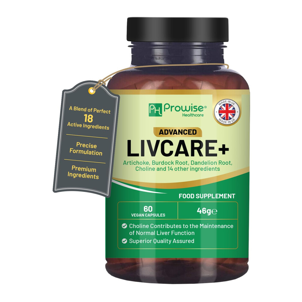 Ph Prowise Healthcare Advanced Livcare+ 60 Capsules | Added With Choline, Artichoke, Burdock Root, Dandelion Root, And 14 Other Active Ingredients | Liver Cleanse Detox An