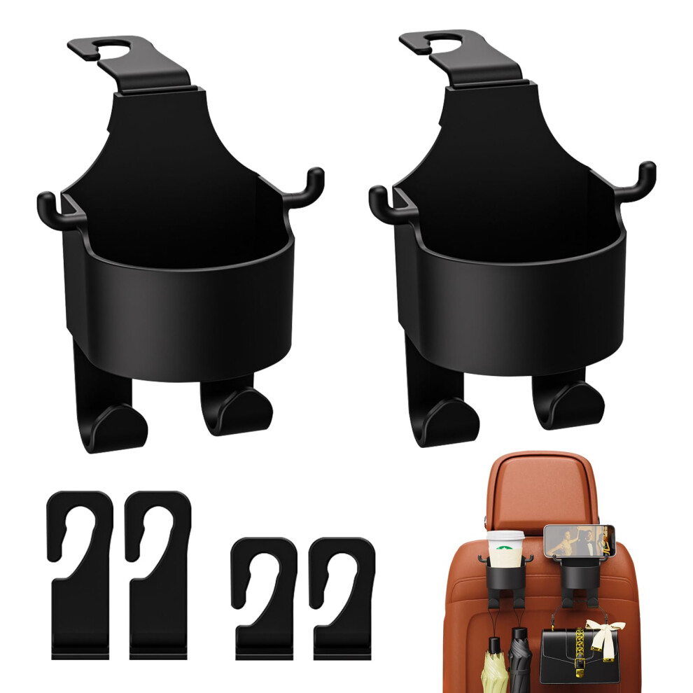 2 Sets Portable Seat Cup Holder With Hooks,Multi-Functional Hook For Car Seat Back,Seat Cup Cup Holder,2 In 1 Car Hook & Backseat 61404625