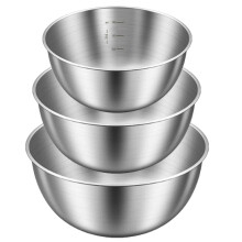 Senshuomy Stainless Steel Mixing Bowls Set,3 Pcs (23cm/20cm/17cm),Duty One-Piece Construction,Non-Slip Bottom,Brushed Finish,Ideal as Mixing Bowls fo