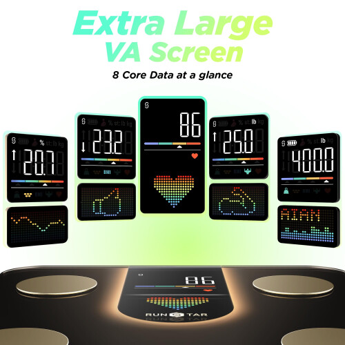 Runstar Body Weight Scale, 8-in-1 VA Display, High Precision, 400lb 2