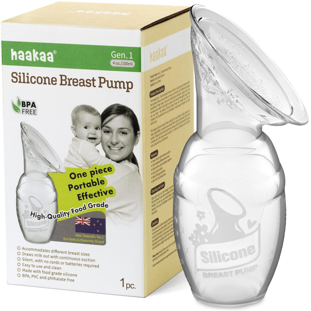 Manual Breast Pump, Clear, 4Oz/100Ml Haakaa