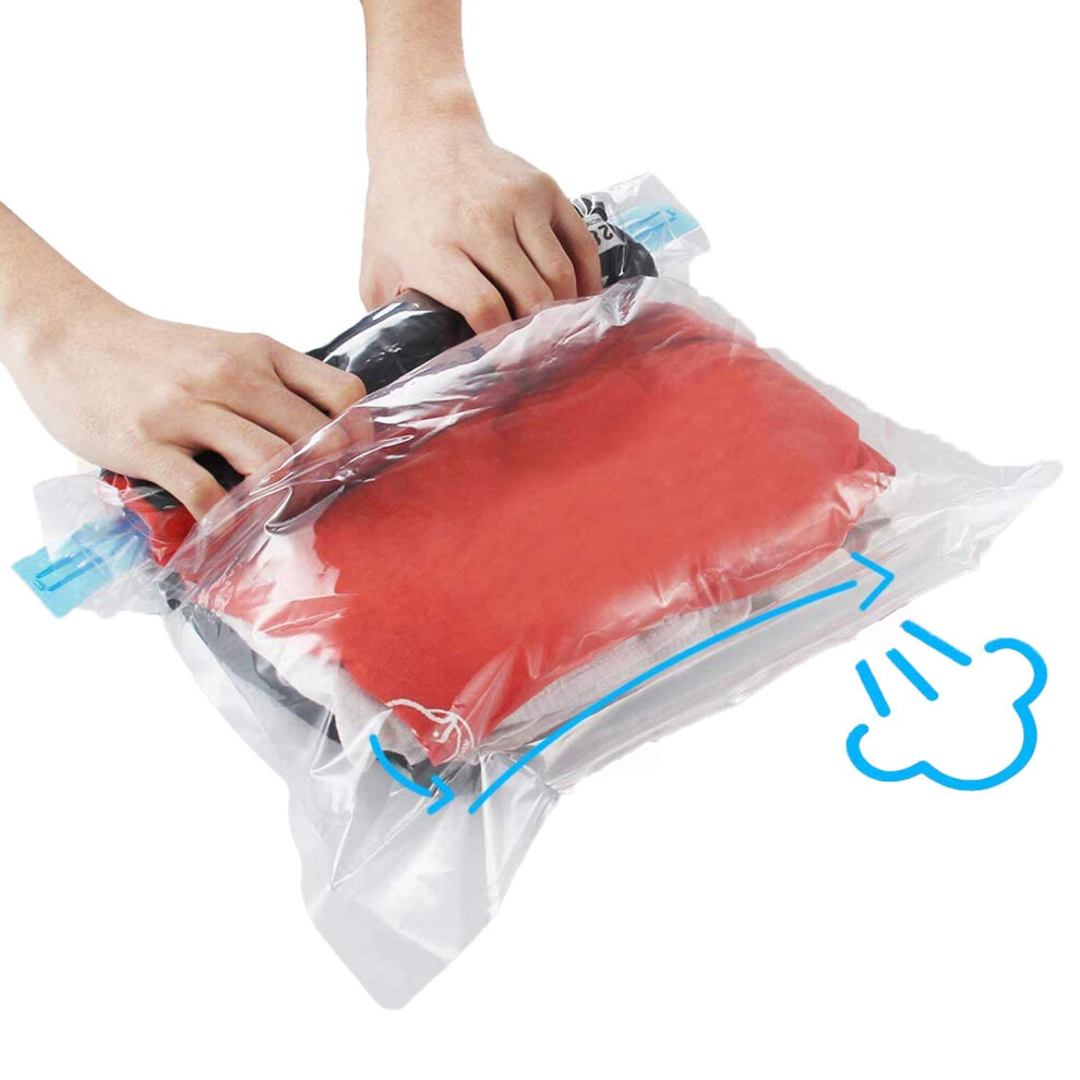10Pack Travel Space Saver Bags (4 X S, 3 X L, 3 Xl), Reusable Vacuum Travel Storage Bag, Saves 75% Of Storage Space, Roll-Up Kfym