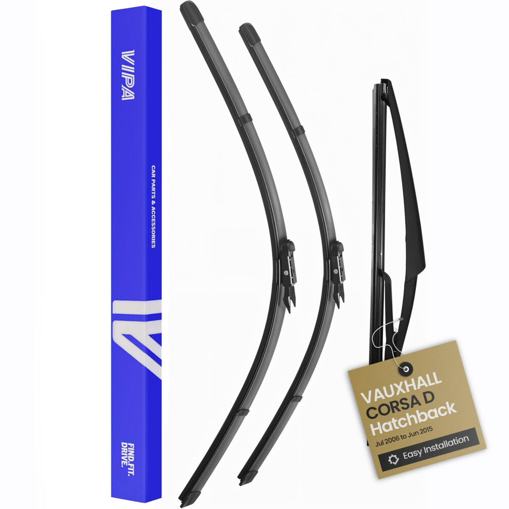 Vipa Car Parts Premium Wiper Blade Set | Fits: Vauxhall Corsa D Hatchback (Jul 2006 To Jun 2015) | All-Weather Performance | Durable, Streak-Free Win 3075829346148