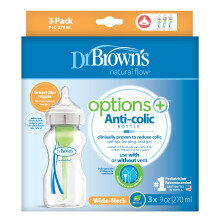 Dr. Brown's Options+ Anti Colic Wide Neck Baby Bottles, Pack of 3