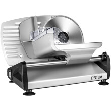 Meat Slicer Deli Food Slicer with Child Lock Protection, Removable 19cm Stainless Steel Blade and Food Carriage, 0-15mm Adjustable