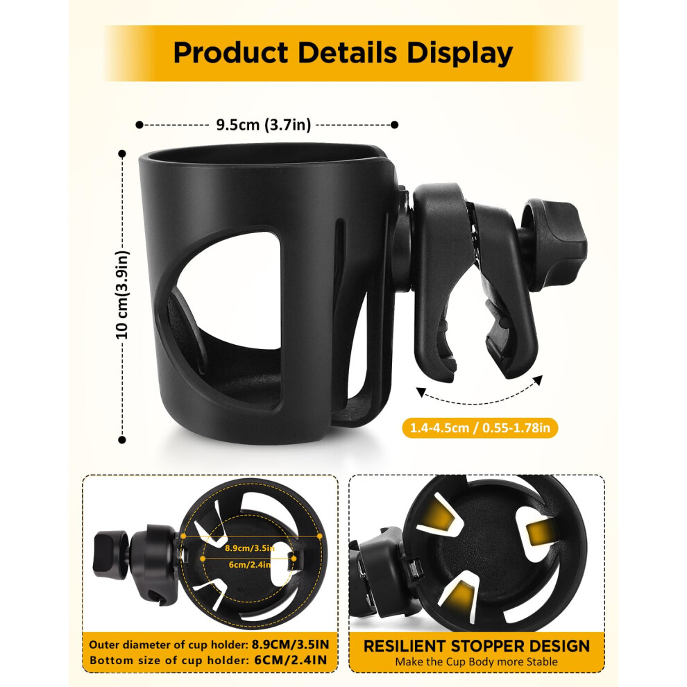 Bundlepro Stroller Cup Holder Universal Drink Holder For Bikes Trolleys Or Walke