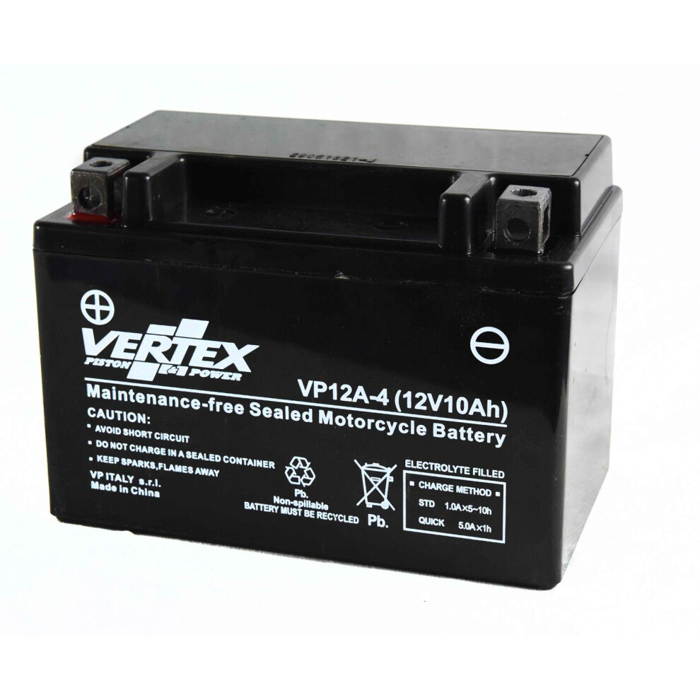 Vertex Vp12-A-4 Sealed Agm Motorcycle/Powersport Battery, 12V, 10Ah, Cca (-18) 175, Replaces: Ct12a-Bs, Yt12a-Bs Perfect Battery For Motorcycle, Atv' 5002577138181