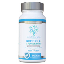 Rhodiola & Ashwagandha with L-Theanine - Award Winning Ashwagandha KSM-66 600mg & 1500mg Rhodiola - Whole Root Equivalent- adaptogen Combo- No Artifi