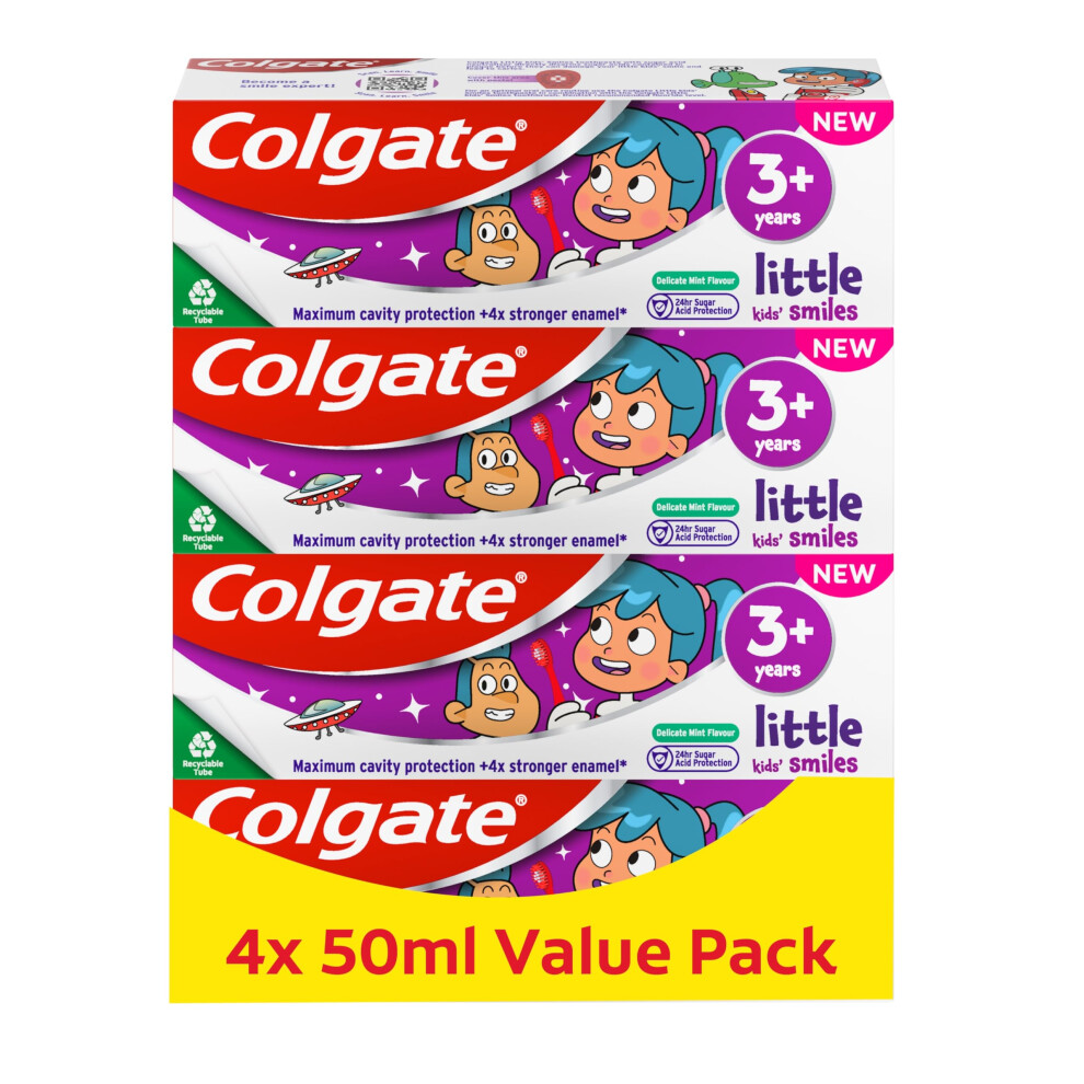 Colgate Kids Toothpaste Multipack 3+ Years 4 X 50Ml – Gentle Toothpaste For Kids – Contains Dentist-Recommended Level Of Fluoride – Maximum Cavi