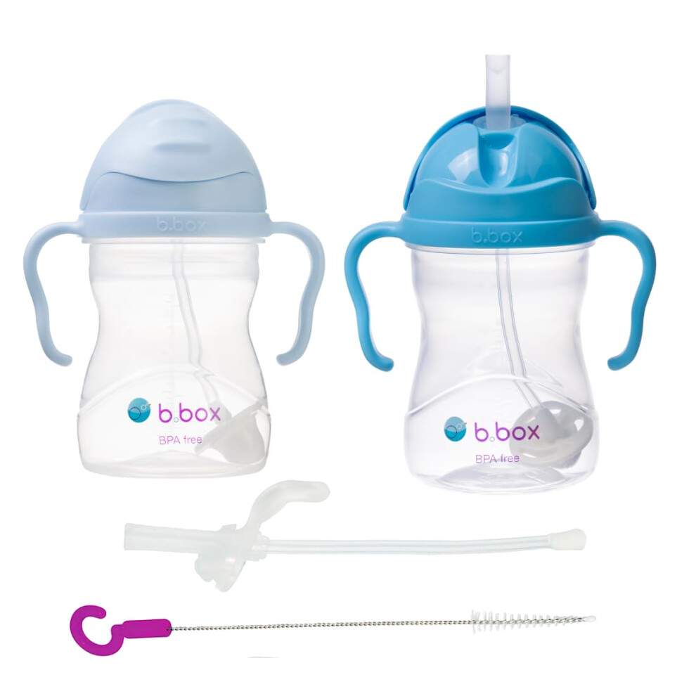 Sippy Straw Cup Pack Of 2 With Replacement Straw And Cleaner| 6M+ Baby And Toddler Straw Cups| Bpa Free Leakproof Cup| Dishwasher Safe Straw Cu B.box