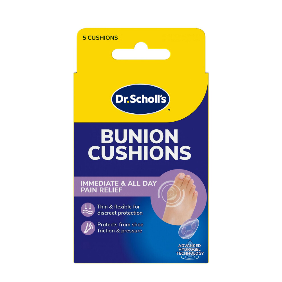 Dr. Scholl's Bunion Cushions With Hydrogel Technology, Pack Of 5 - Immediate, All-Day Bunion Pain Relief, Bunion Pads, Bunion Protector, Protects Fro