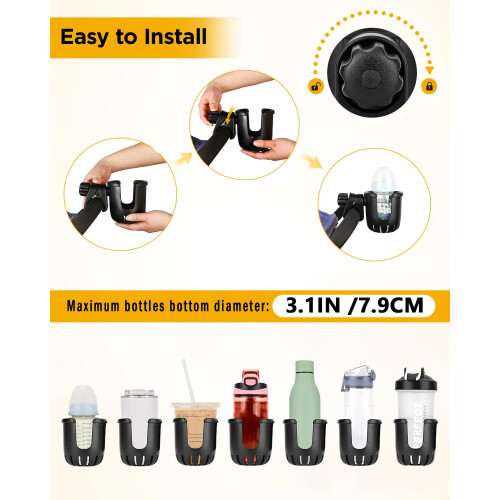 Universal Cup Holder Stroller Drink Holder for Bikes, Trolleys or 2