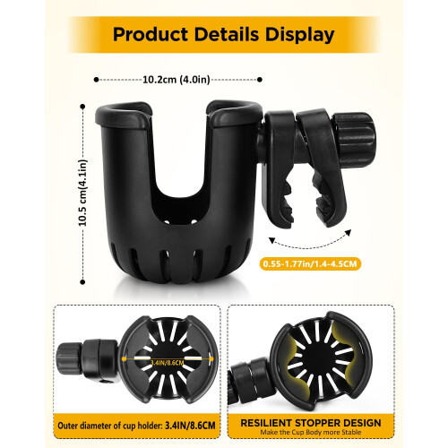 Universal Cup Holder Stroller Drink Holder for Bikes, Trolleys or 1