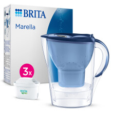 BRITA Marella Water Filter Jug Blue (2.4L) Starter Pack incl. 3x