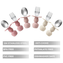 PandaEar 6 Pack Toddler Cutlery Set Stainless Steel Baby Fork and Spoo