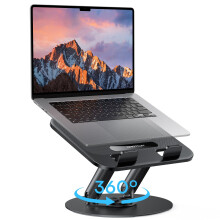 OMOTON Laptop Stand for Desk, 360 Swivel Laptop Riser, Durable Metal Base, Foldable Ergonomic Notebook Stand with Adjustable Heig