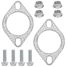 2pcs Car Exhaust Gasket, 2.5 Inch Exhaust Flange Gasket with 4 Bolts & 4 Nuts Exhaust Manifold Gasket Catalyst Converter Gasket for Connecting Car Ex