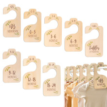 Baby Wardrobe Dividers,8 PCS Baby Clothes Dividers,Wood Baby Age Hanger Dividers from Newborn to 24 Months,Baby Size Dividers for Wardrobe,Baby