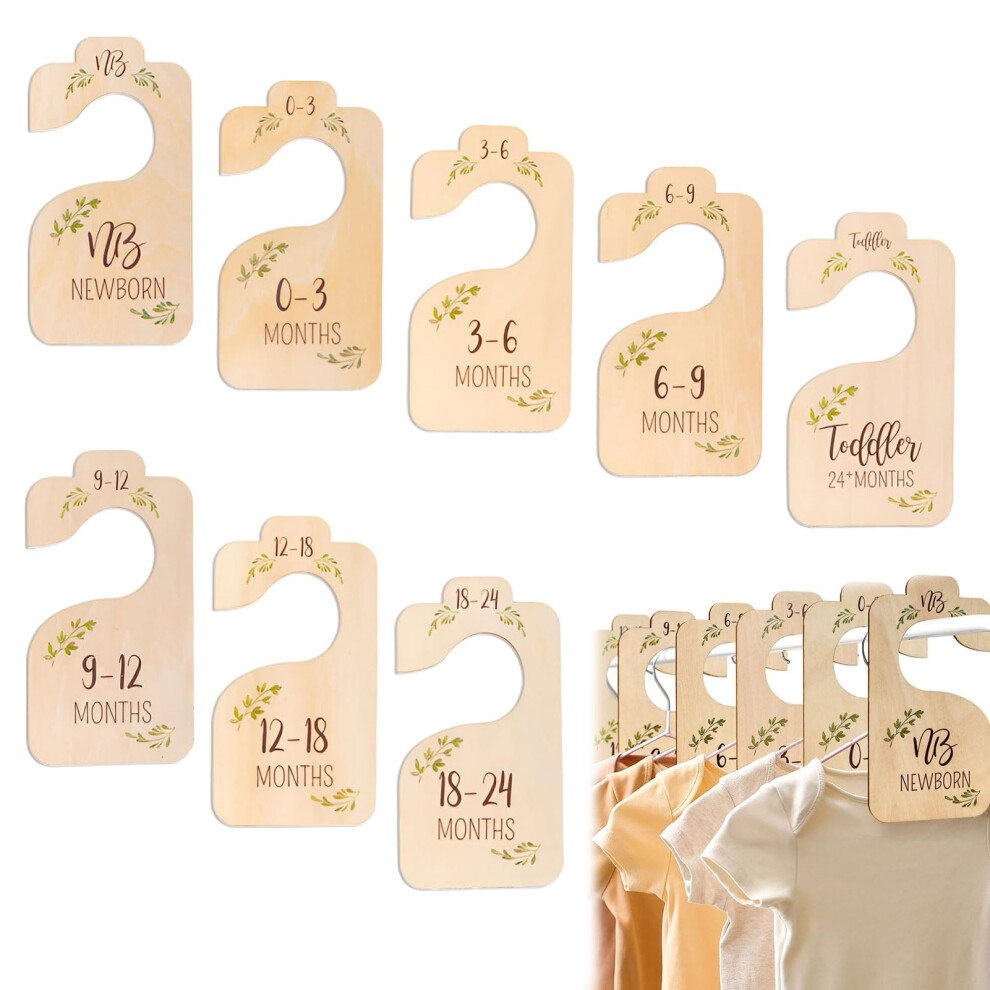 Qianeffort Baby Wardrobe Dividers,8 Pcs Baby Clothes Dividers,Wood Baby Age Hanger Dividers From Newborn To 24 Months,Baby Size Dividers For Wardrobe,Baby Close
