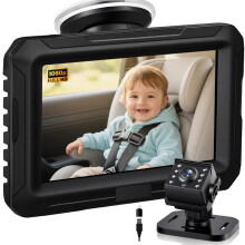 Zacro Baby Car Camera HD 1080P - Baby Car Mirror 4.3'' Display for Rear Seat with Night Vision Function, Wide View Angle, Reusable Sucker Bracket