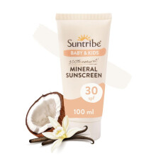 Suntribe Natural Baby & Kids Mineral Sunscreen SPF 30-100 ml, Organic, Perfume Free - 100% Natural & Reef Safe, Non-Nano Zinc Oxide, Water Resistant