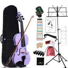 Aileen Violin 4/4 Full Size for Adults Beginners, Purple Fiddle Starter Kit for Students Age 12+, including Music Stand, Unique New Fingerboard Sticke