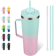 BJPKPK Insulated Tumbler with Handle, 26oz Insulated Tumblers with Lid and Straw, Stainless Steel Metal Water Bottles, Coffee Travel Mugs, Cups, Marsh