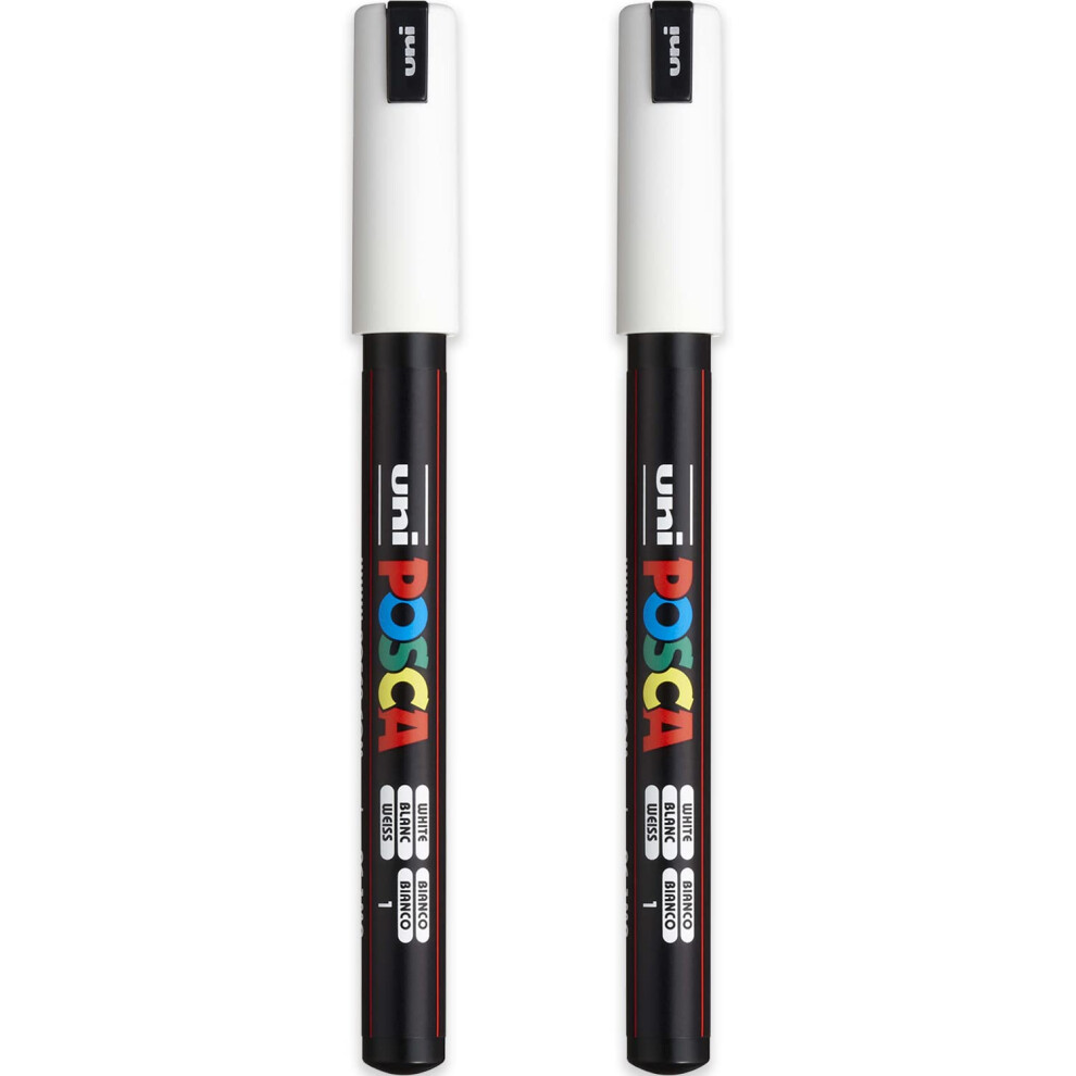 Posca Pc-1Mr Paint Marker Art Pens - 0.7Mm Nib - Ink - Pack Of 2 White 59065685