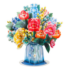 Paper Love 3D Pop Up Bloemboeket Kaart, Wonderland, Met Afneembare Papieren Bloemen Voor Verjaardag, Bruiloft, Moederdag - Jumbo 10" x 14"