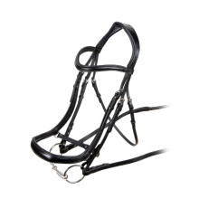 (Pony, Black) Velociti Ergonomic Leather Horse Cavesson Bridle