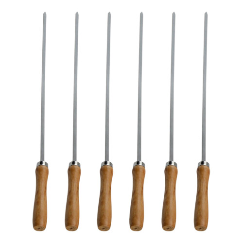 12Stk Grillbesteck Gabeln Mit Handlichem Holzgriff Silber