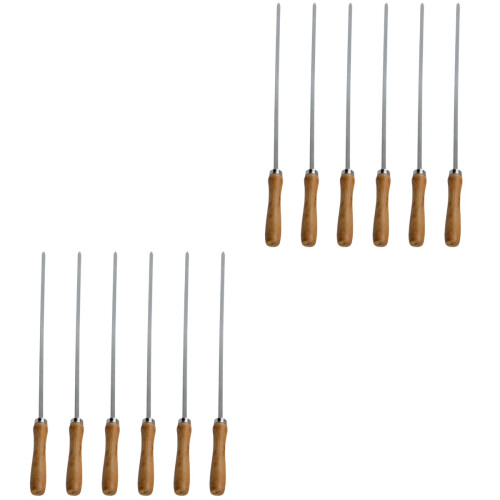 12Stk Grillbesteck Gabeln Mit Handlichem Holzgriff Silber 1