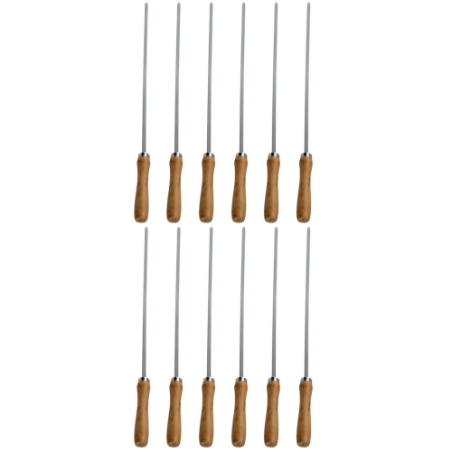 12Stk Grillbesteck Gabeln Mit Handlichem Holzgriff Silber 2